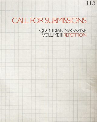 Quotidian Magazine Seeks Submissions for Volume III, "Repetition"
